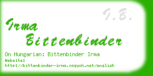irma bittenbinder business card